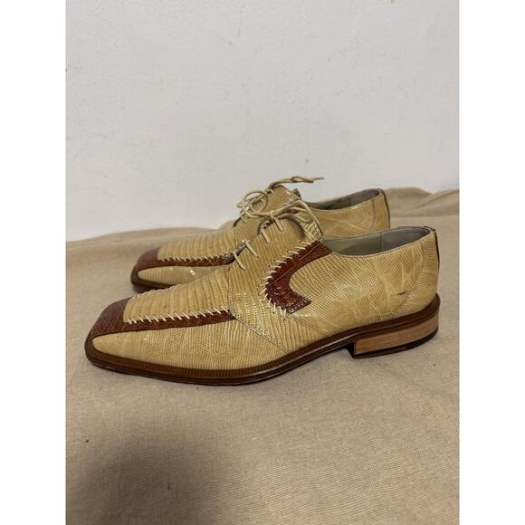 David Eden Shoes Mens Size 9 Tan Brown Genuine Lizard Crocodile Handmade Oxford main image 10